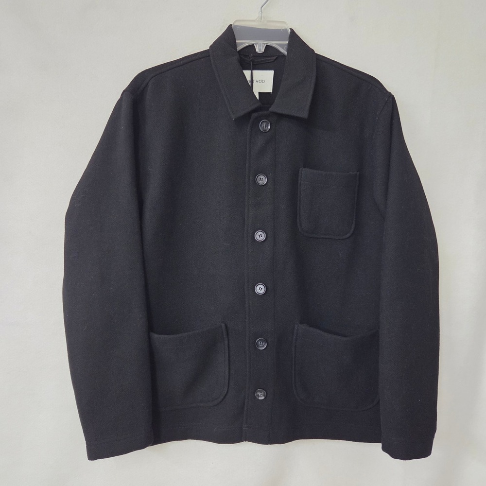 Method Soho Luxe Hybrid Overshirt Men M Black Remy Wool Blend Chore Jacket‎ New